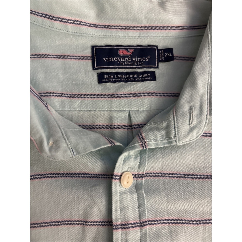 Vineyard Vines Mens Shirt Size 2XL Slim Longshore Light Teal